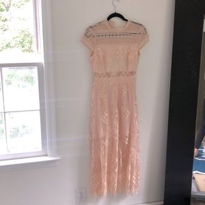 Never worn pale pink dress with incredible detail